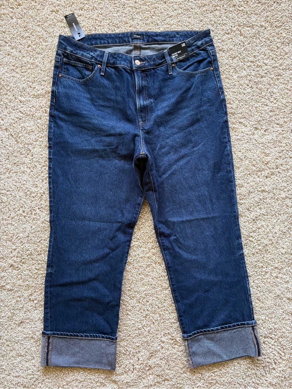Express‎ Straight Ankle High Rise 50/50 Rigid Stretch Jeans Women’s 14R NWT